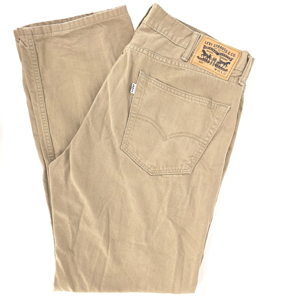 Levi's 505 Straight Fit Jeans Men's 38x32 (36x30) Tan‎ Denim Light Wash Gorpcore